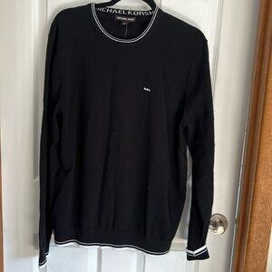 Michael Kors NWT men’s crewneck sweater in black with white detail in si…